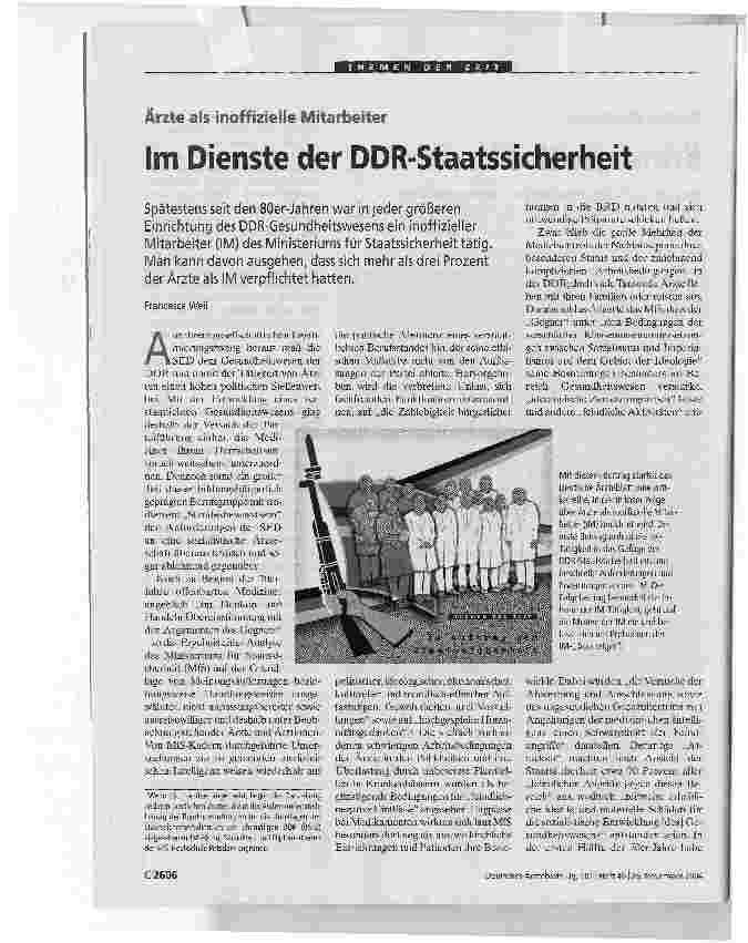Vorschauseite 1: Ärzte als inoffizielle Mitarbeiter. Im Dienste der DDR-Staatssicherheit