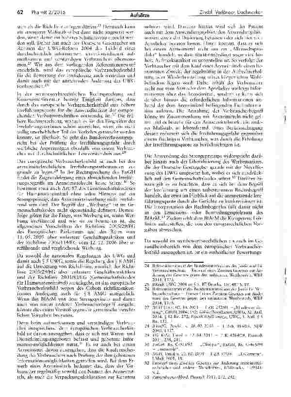 Vorschauseite 4: Die Zulässigkeit von Arzneimittelbezeichnungen unter Verwendung von Dachmarken und das Verbraucherleitbild bei der arzneimittelrechtlichenIrreführung