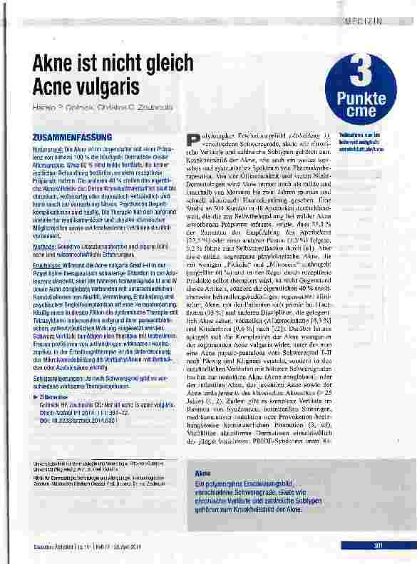 Vorschauseite 1: Akne ist nicht gleich Acne vulgaris