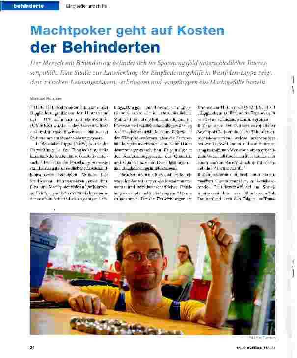 Vorschauseite 1: Machtpoker geht auf Kosten der Behinderten
