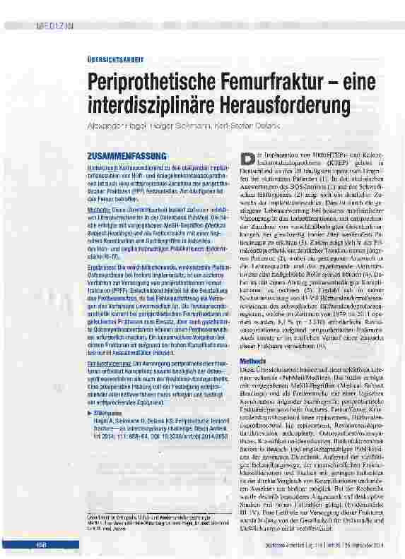 Vorschauseite 1: Periprothetische Femurfraktur - eine interdisziplinäre Herausforderung