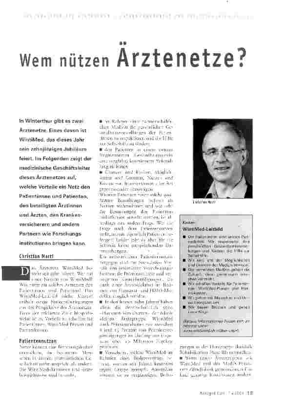 Vorschauseite 1: wem nützen Ärztenetze?
