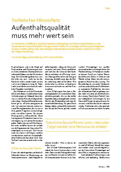 Vorschauseite 1: Technischer Hitzeschutz Aufenthaltsqualität muss mehr wert sein