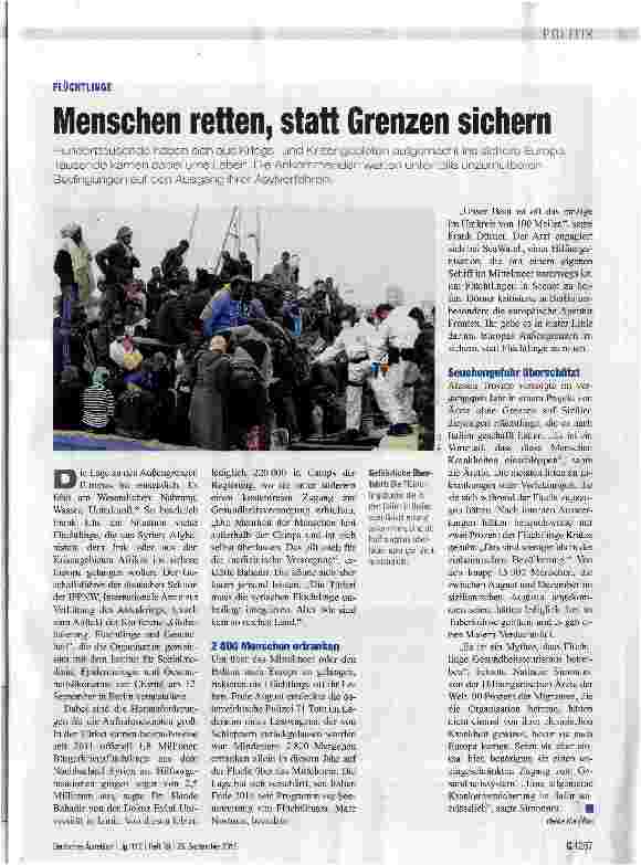 Vorschauseite 1: Menschen retten, statt Grenzen sichern