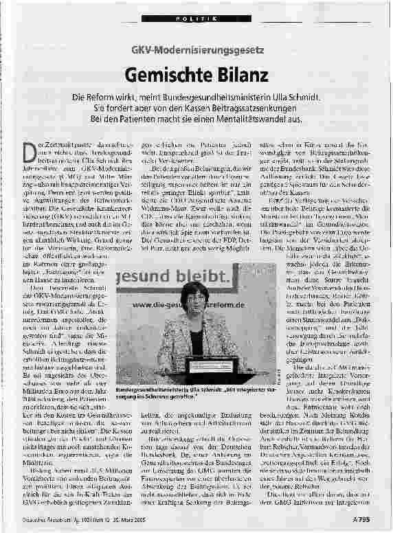 Vorschauseite 1: GKV-ModernisierungsgesetzGemischte Bilanz