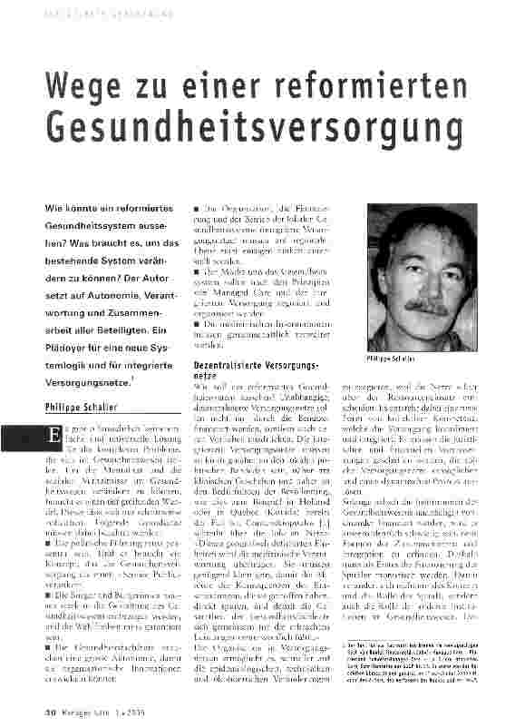 Vorschauseite 1: Wege zu einer reformierten Gesundheitsversorgung