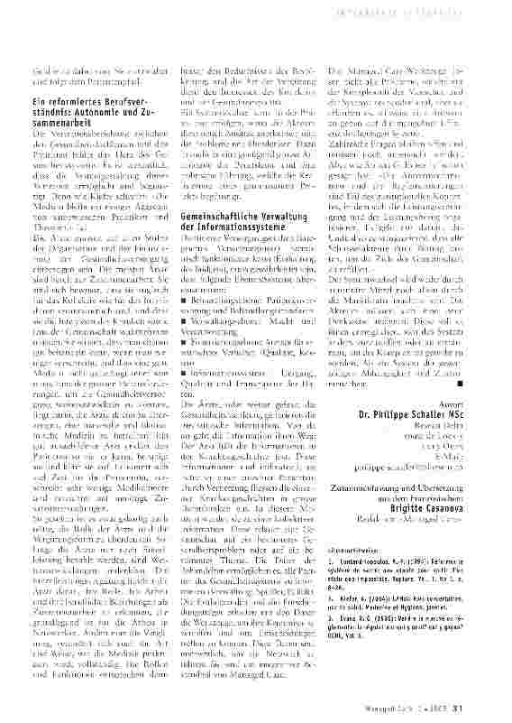 Vorschauseite 2: Wege zu einer reformierten Gesundheitsversorgung