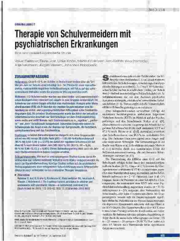 Vorschauseite 1: Therapie von Schulvermeidern mit psychiatrischen Erkrankungen