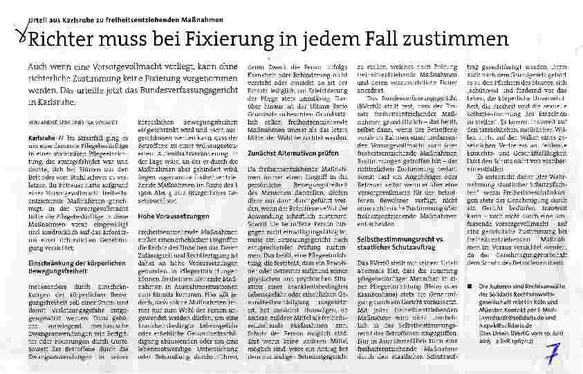Vorschauseite 1: Richter muss bei Fixierung in jedem Fall zustimmen
