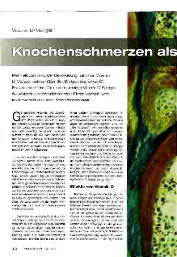 Vorschauseite 1: Knochenschmerzen als Folge?