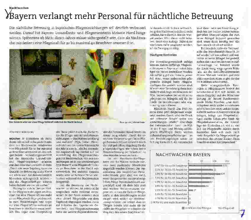 Vorschauseite 1: Bayern verlangt mehr Personal für nächtliche Betreuung