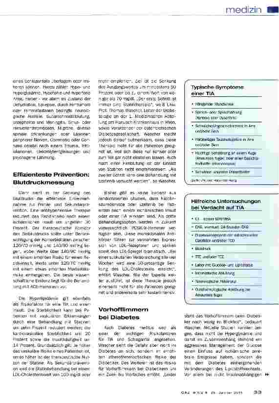 Vorschauseite 2: Risikofaktoren bei TIA Ursachenforschung