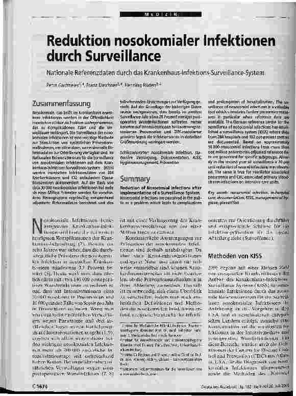 Vorschauseite 1: Reduktion nosokomialer Infektionen durch Surveillance