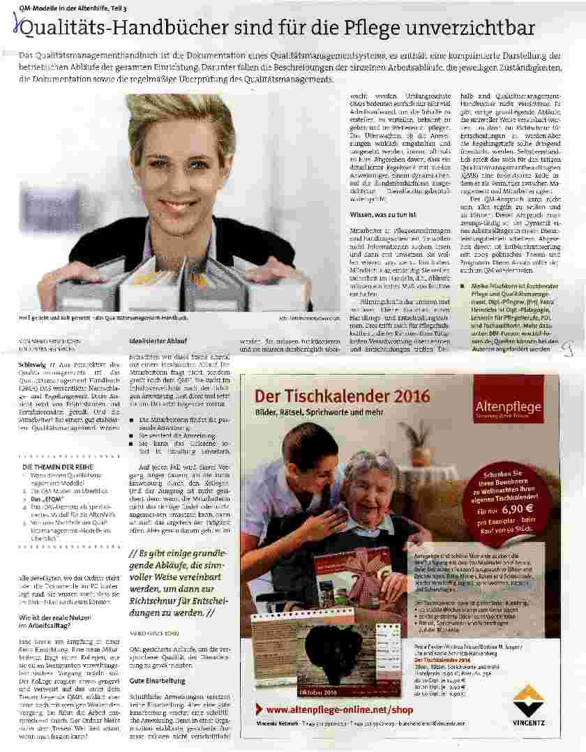 Vorschauseite 1: OM-Modelle in der Alten hilf e, Teil 3 Qualitäts-Handbücher sind für die Pflege unverzichtbar