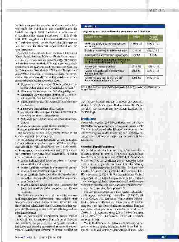 Vorschauseite 3: Deklaration und Umgang mit Interessenkonflikten in deutschen Leitlinien