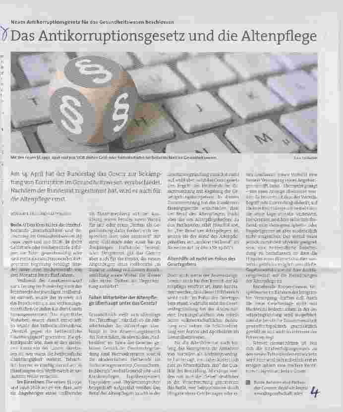 Vorschauseite 1: Das Antikorruptionsgesetz und die Altenpflege