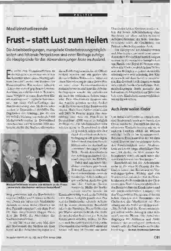 Vorschauseite 1: MedizinstudierendeFrust - statt Lust zum Heilen