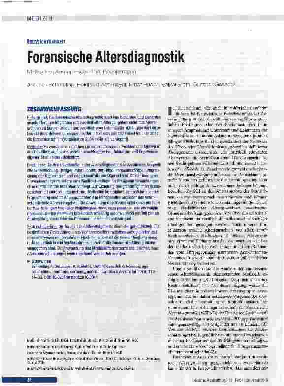 Vorschauseite 1: Forensische Altersdiagnostik