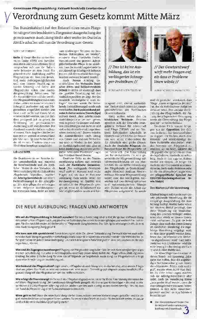 Vorschauseite 1: Verordnung zum Gesetz kommt Mitte März