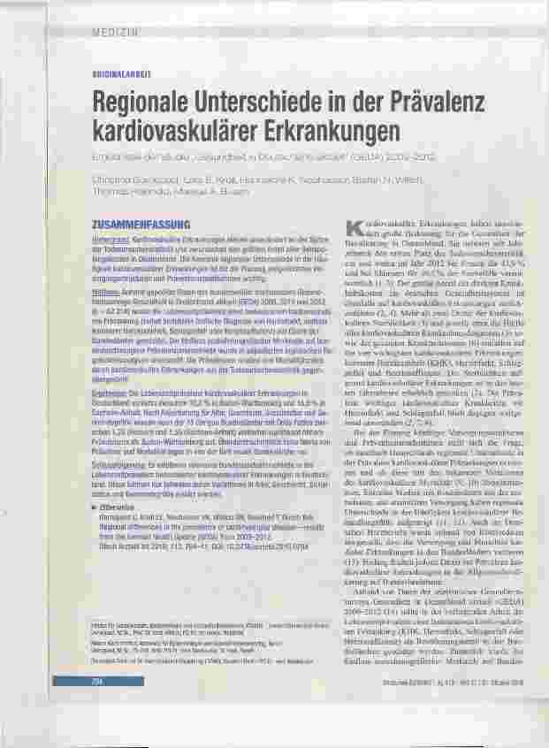Vorschauseite 1: Regionale Unterschiede in der Prävalenz kardiovaskulärer Erkrankungen