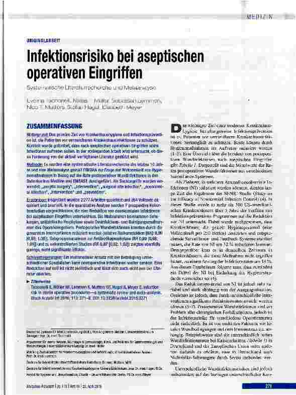 Vorschauseite 1: Infektionsrisiko bei aseptischen operativen Eingriffen