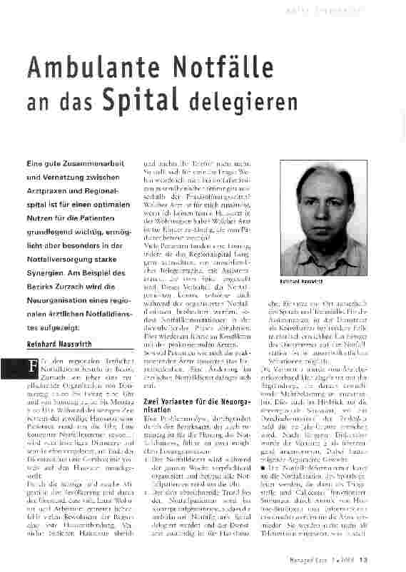 Vorschauseite 1: Ambulante Notfälle an das Spital delegieren
