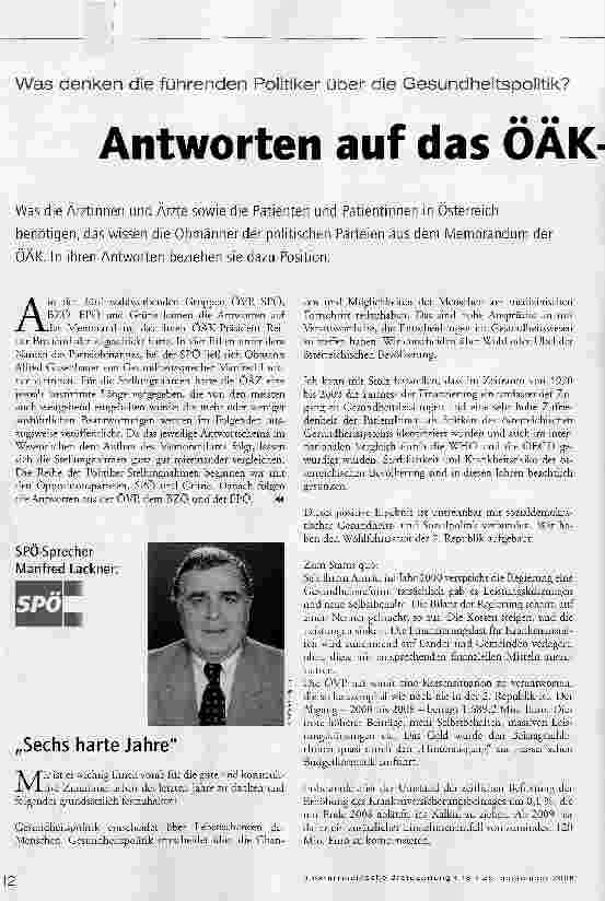 Vorschauseite 1: Antworten auf das ÖÄK- Memorandum