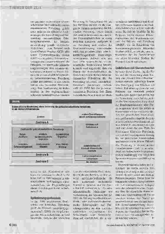 Vorschauseite 2: PATIENTENORIENTIERTE FORSCHUNGUniversitätskliniken brauchen neue Strukturen