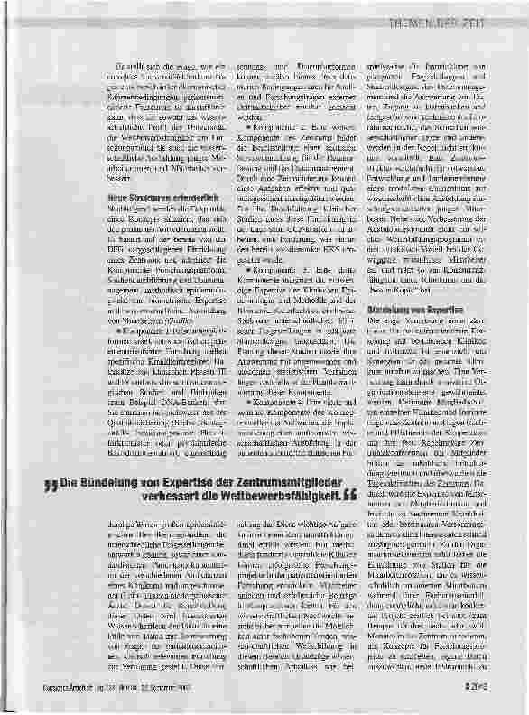 Vorschauseite 3: PATIENTENORIENTIERTE FORSCHUNGUniversitätskliniken brauchen neue Strukturen