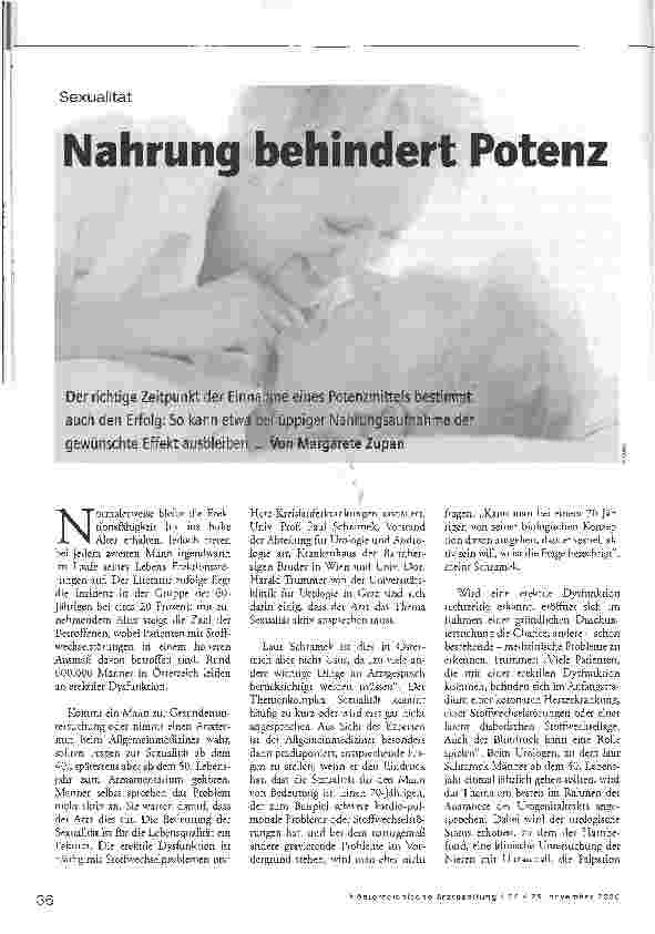 Vorschauseite 1: Sexualität - Nahrung behindert Potenz
