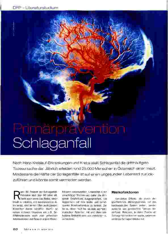 Vorschauseite 1: Primärprävention Schlaganfall