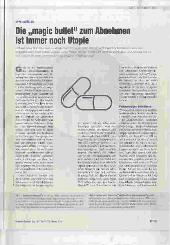 Vorschauseite 1: Die „magic bullet“ zum Abnehmen ist immer noch Utopie