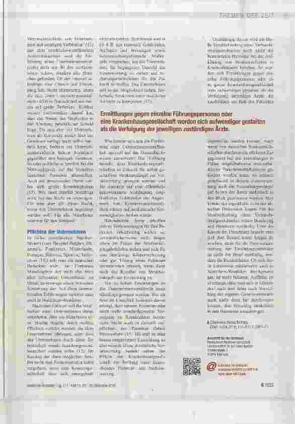Vorschauseite 3: Untemehmensstrafbarkeit für Krankenhausträger?