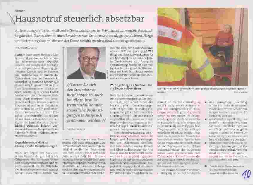 Vorschauseite 1: Hausnotruf steuerlich absetzbar