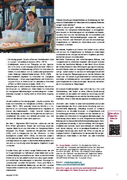 Vorschauseite 4: Teilhabe am Arbeitsleben für Menschen mit komplexen Behinderungen