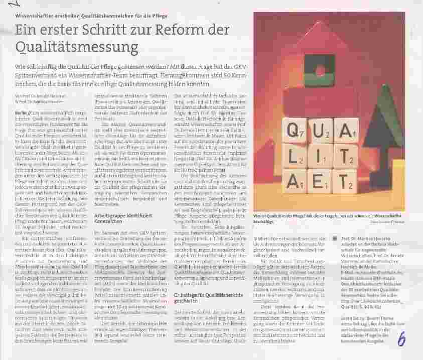 Vorschauseite 1: Ein erster Schritt zur Reform der Oualitätsmessung