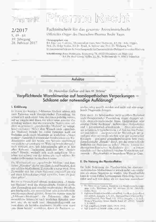 Vorschauseite 1: Verpflichtende Warnhinweise auf homöopathischen Verpackungen Schikane oder notwendige Aufklärung?