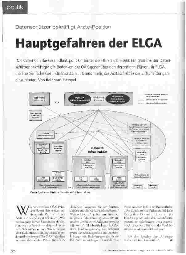 Vorschauseite 1: Datenschützer bekräftigt Ärzte-Position - Hauptgefahren der ELGA