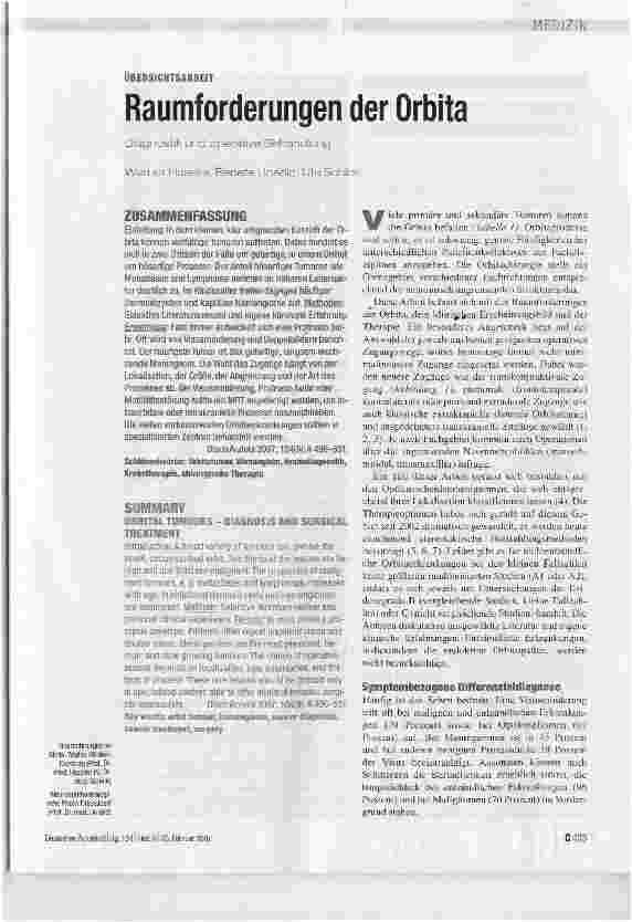 Vorschauseite 1: Raumforderungen der Orbita
