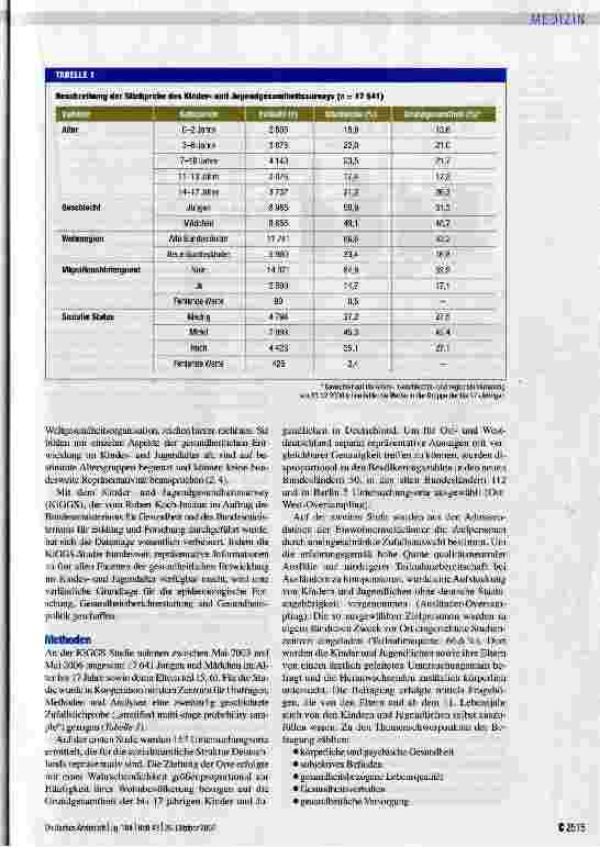 Vorschauseite 2: Sozialer Status und Gesundheit von Kindern und Jugendlichen