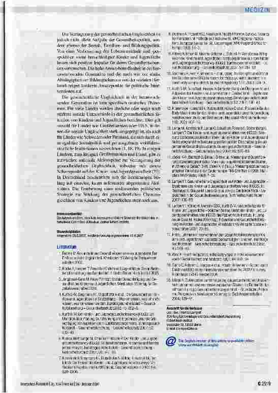 Vorschauseite 6: Sozialer Status und Gesundheit von Kindern und Jugendlichen