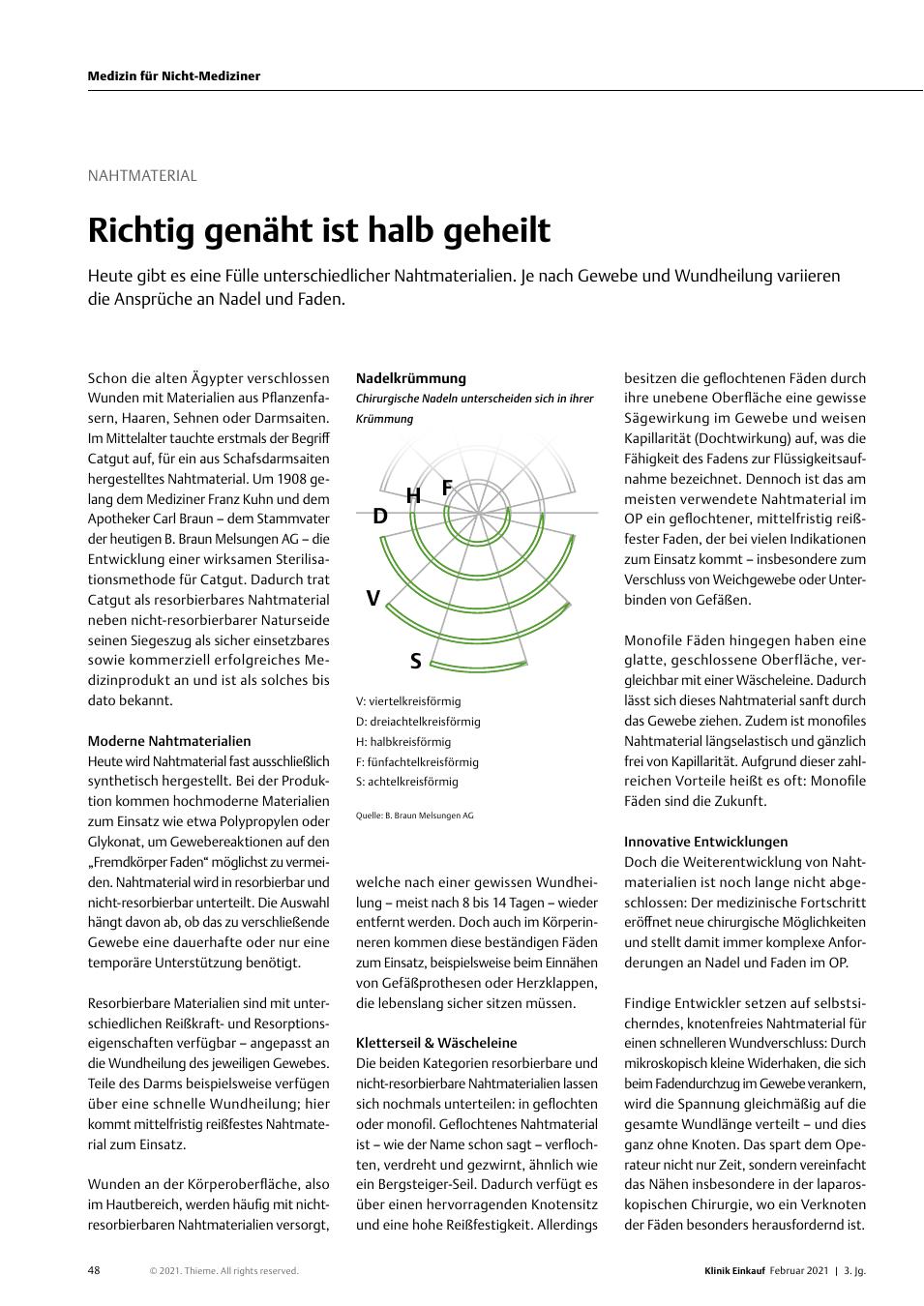 Vorschauseite 1: Nahtmaterial: Richtig genäht ist halb geheilt