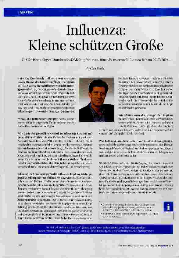 Vorschauseite 1: Influenza: Kleine schützen Große