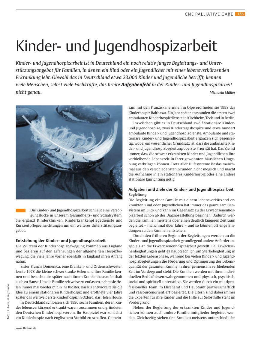Vorschauseite 1: Kinderund Jugendhospizarbeit