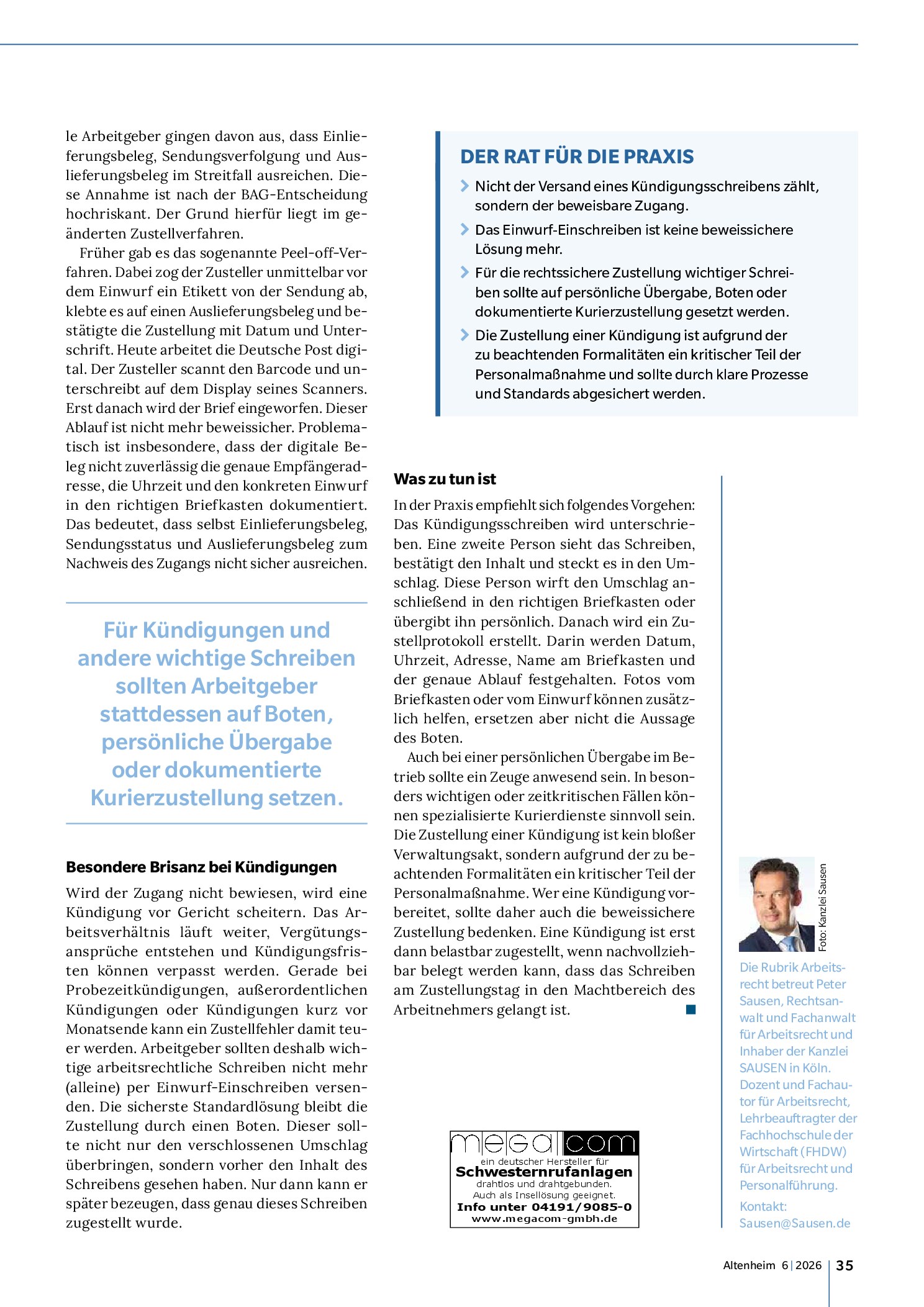 Vorschauseite 2: Das Aus fürs Einwurf-Einschreiben