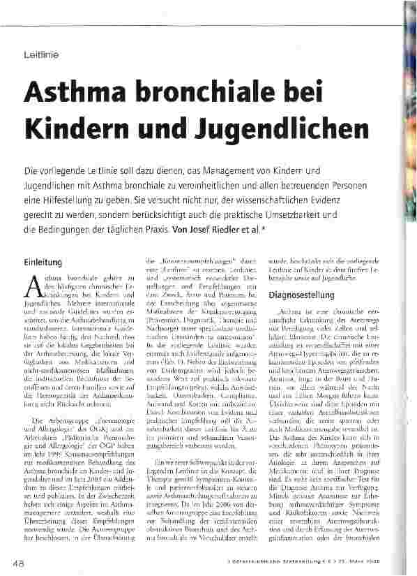 Vorschauseite 1: Asthma bronchiale bei Kindern und Jugendlichen