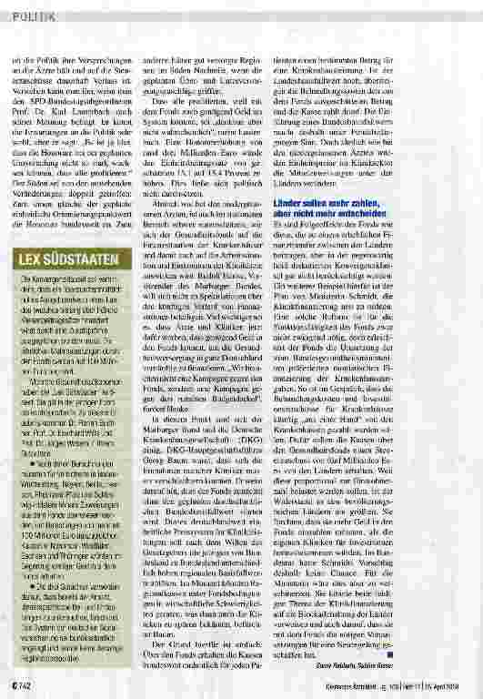 Vorschauseite 3: Wenn das Geld stimmt, dann klappt es auch mit dem Gesundheitsfonds