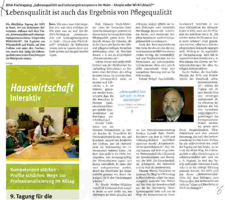 Vorschauseite 1: Lebensqualität ist auch das Ergebnis von Pflegequalität