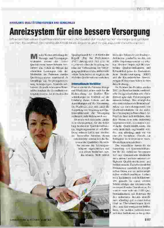 Vorschauseite 1: Anreizsystem für eine bessere Versorgung