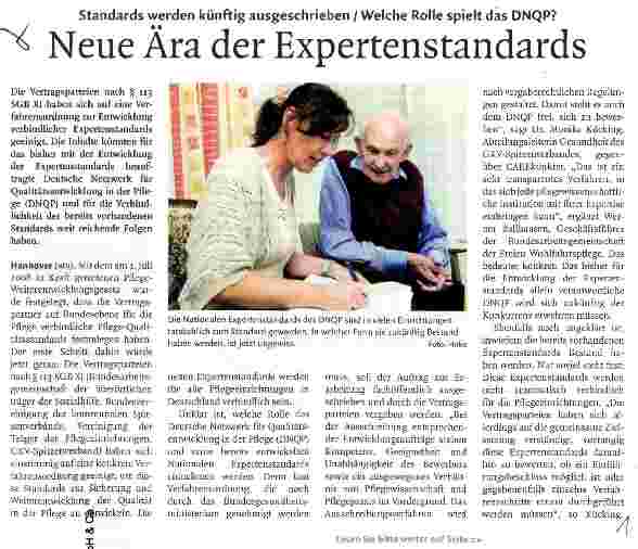 Vorschauseite 1: Standards werden künftig ausgeschrieben / Welche Rolle spielt das DNQP?Neue Ära der Expertenstandards